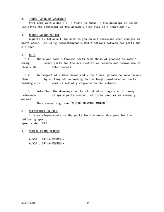 AJ50 Catalog preface