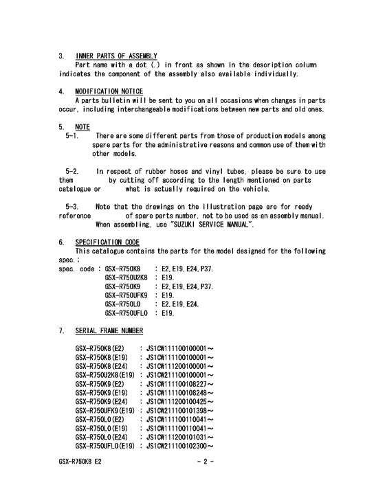 GSX-R750 Catalog preface