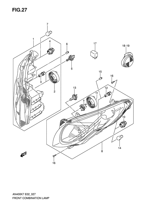 Front combination lamp