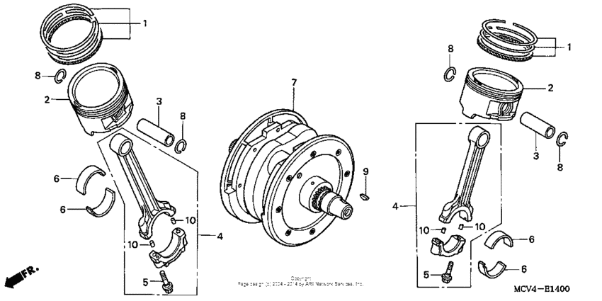 VTX1800R Коленчатый вал и поршни