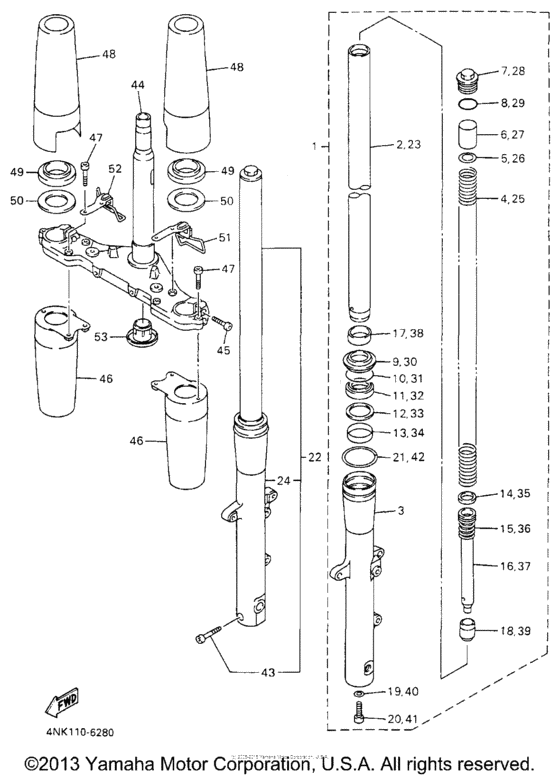 XVZ13AH Передняя вилка