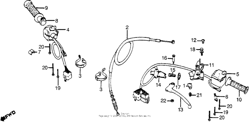 Control levers + switch + cable