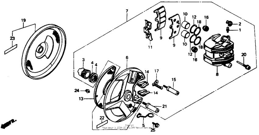 Fr. brake caliper 88-89