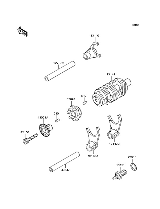  Gear change drum & forks