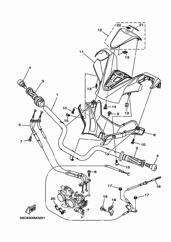 Steering handle & cable