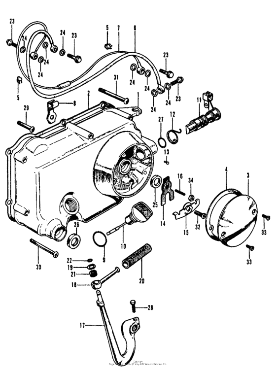 Right crankcase cover + oilpipe