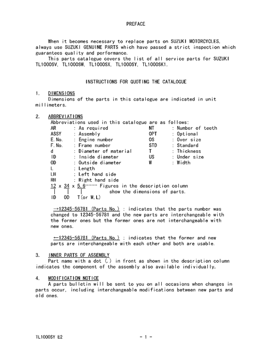 TL1000 Catalog preface