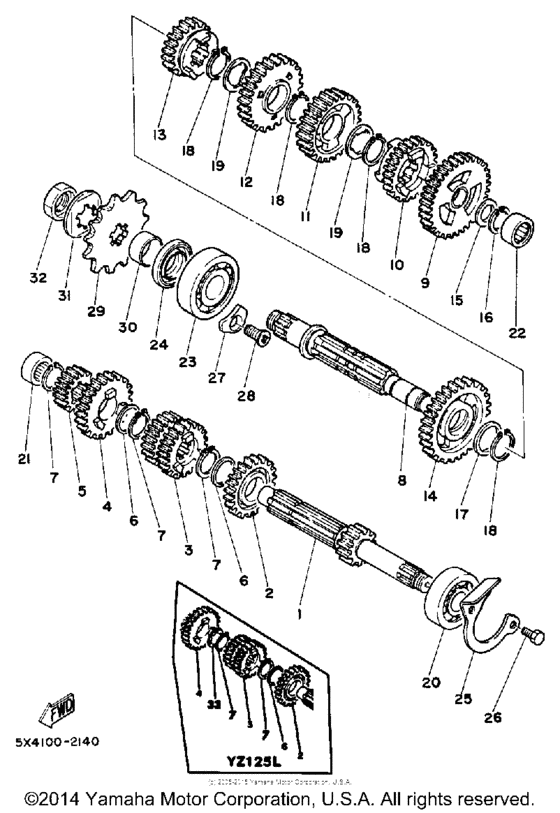 YZ125L Трансмиссия
