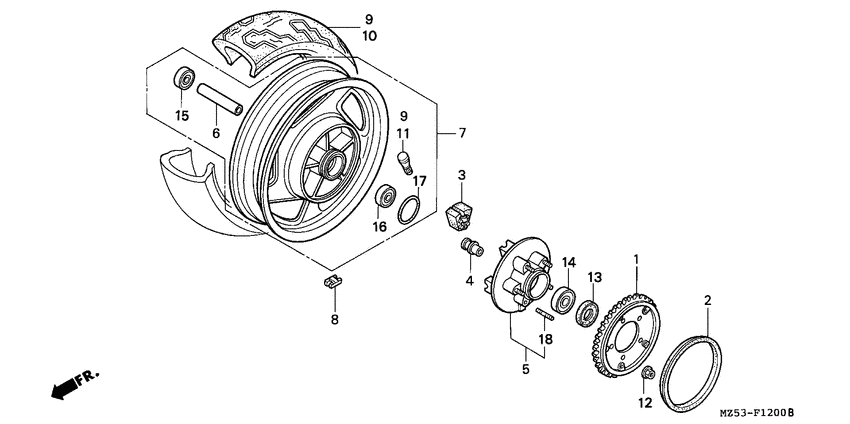 Rear wheel complete assy