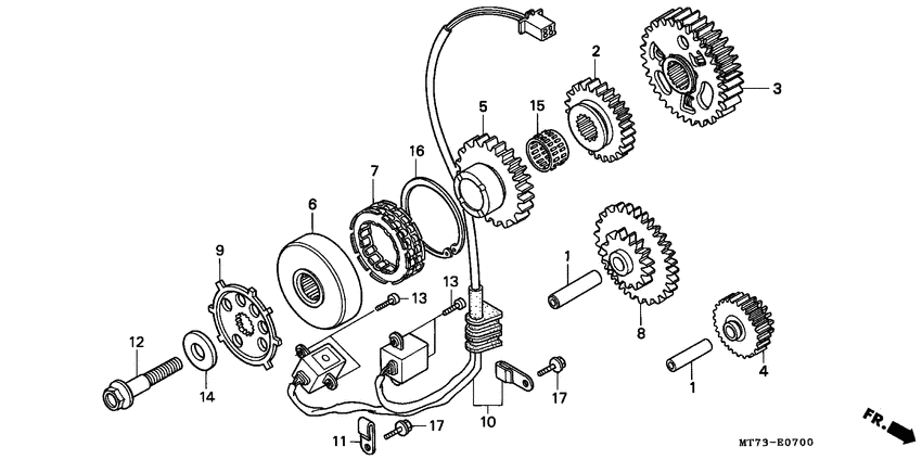 Pulse generator/ starting clutch
