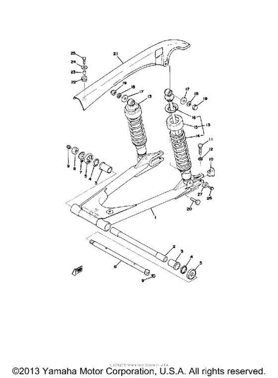 Rear arm - rear cushion - chain case