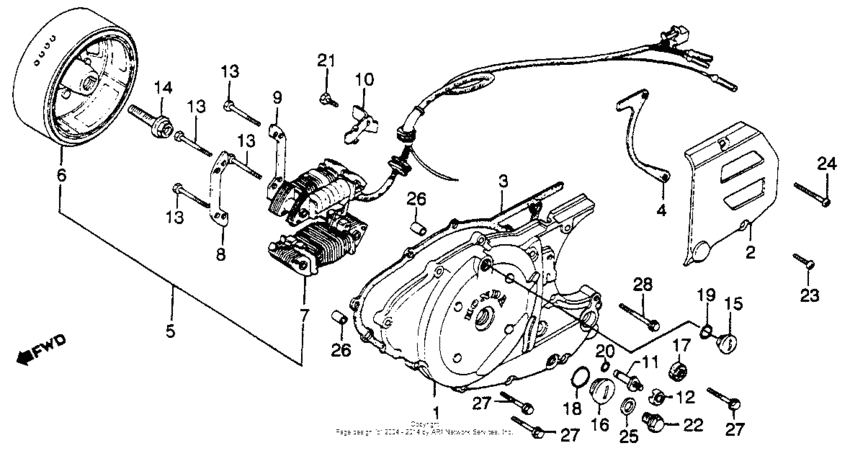Left crankcase cover + alternator