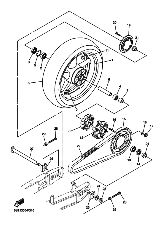 Rear wheel complete assy