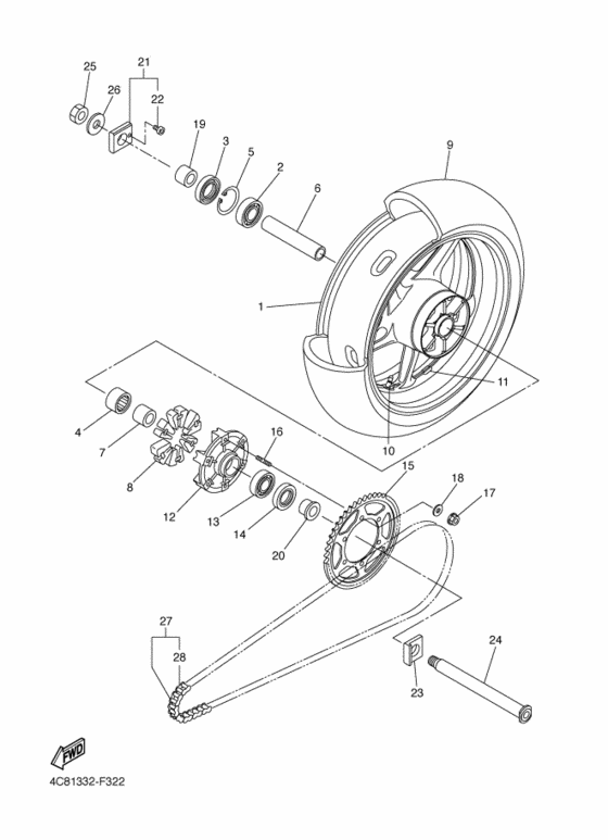 Rear wheel complete assy