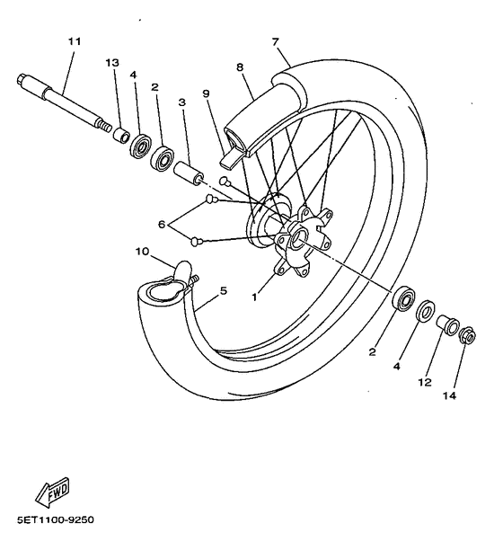 YZ125L Переднее колесо