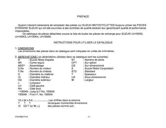 UH150 Catalog preface
