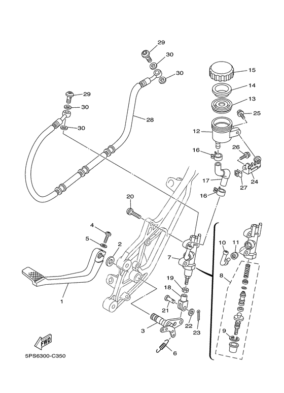 TDM900 Задний торм цилиндр