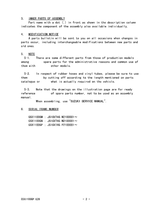 GSX1100 Catalog preface