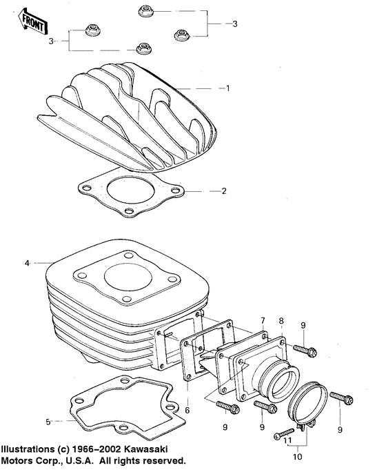 Cylinder head/cylinder/reed valve