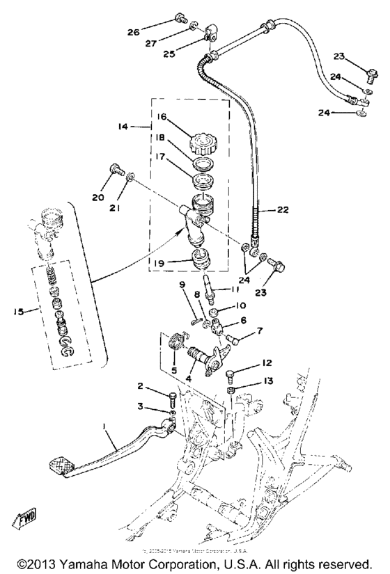 Brake pedal-rear master cylinder