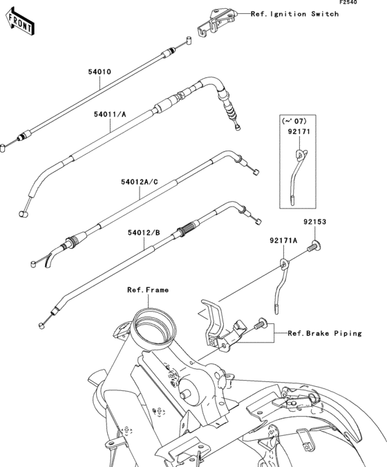 ER650 Тросы управления