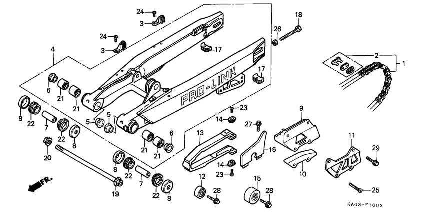 Rear fork/drive chain