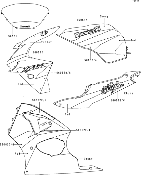 ZX600 Decals(red / ebony / vioret)