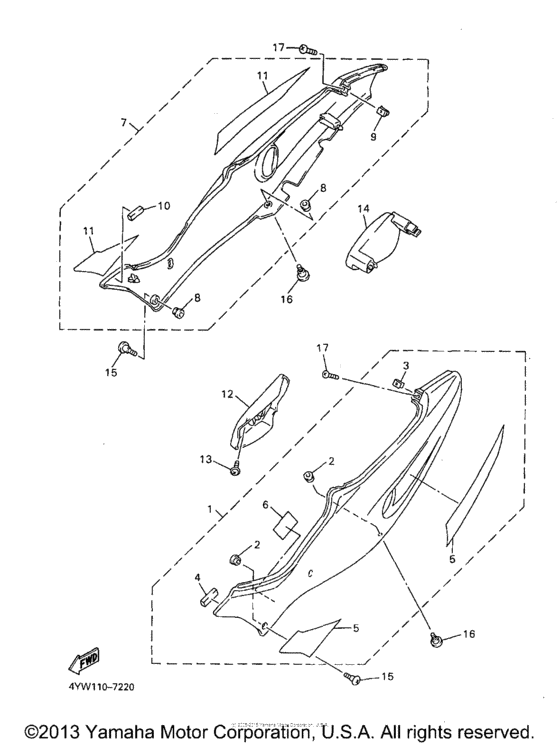 YZF1000RJC Боковые обтекатели