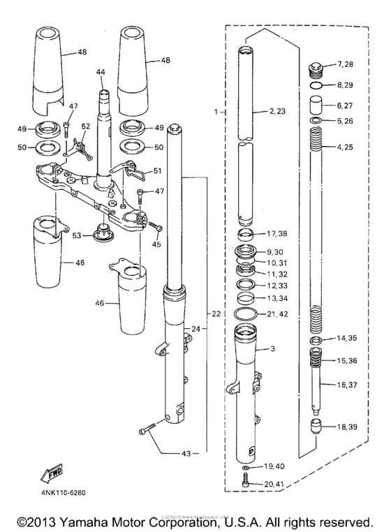 XVZ13AJC Передняя вилка