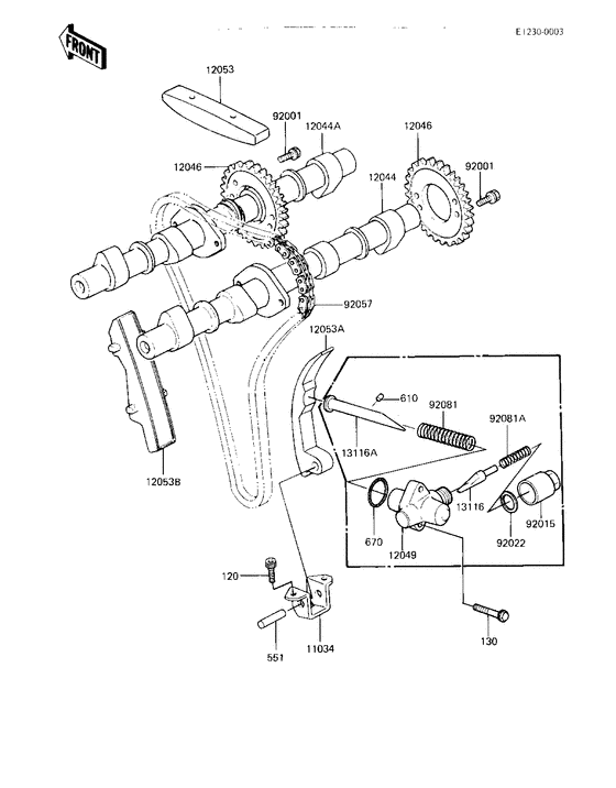 Camshafts/chain/tensioner