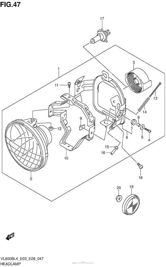 VL800B Headlamp Assy (Vl800Bl4 E28)