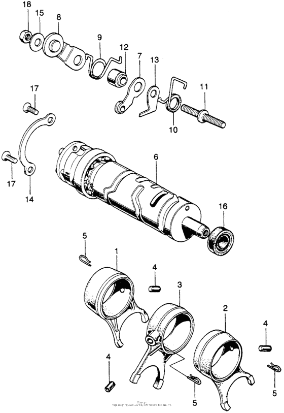 Gear shift fork + drum