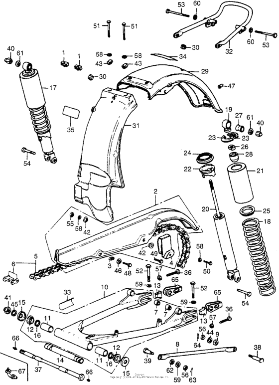 Swingarm + rear shock absorber