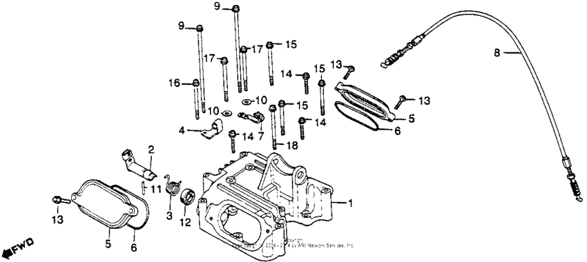 Cylinder head cover + decompression cable