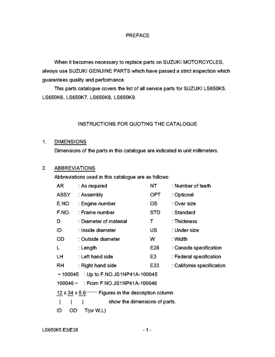 LS650 Catalog preface