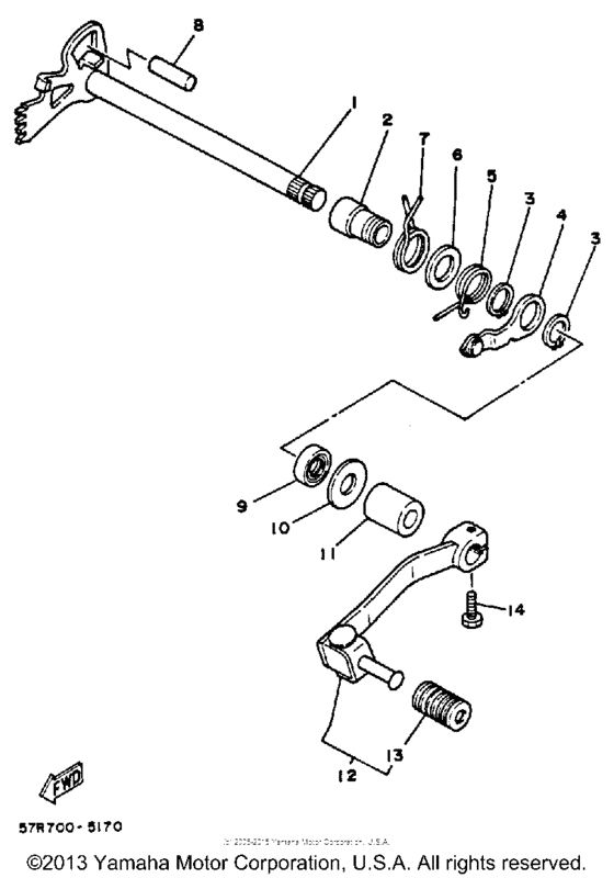 XT350B Вал переключения