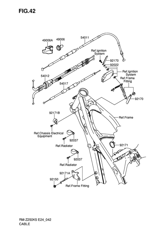 RM-Z250 Clutch cable