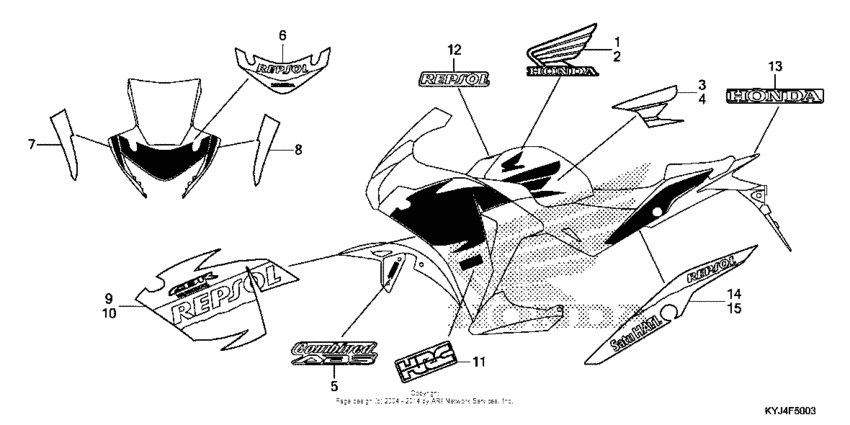 CBR250R Mark + stripe (cbr250r'13 / ra'13-4ac,4cm)
