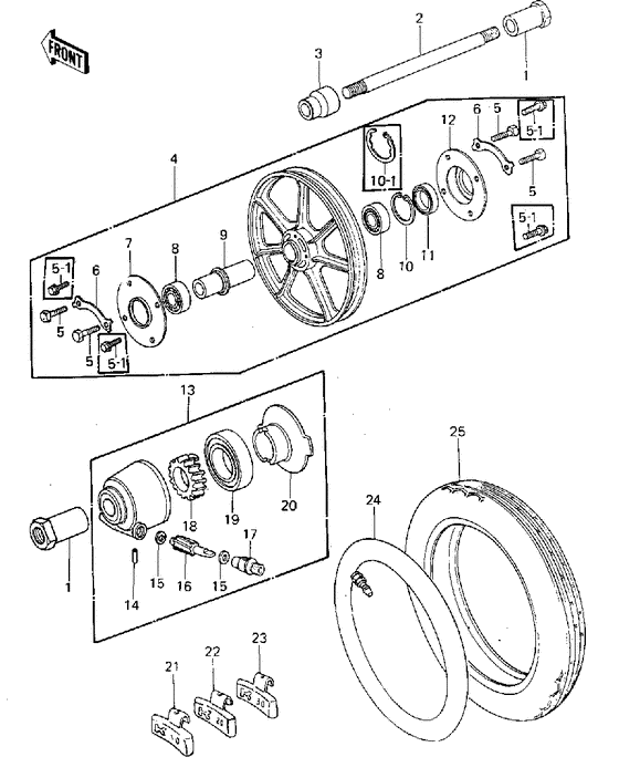 Front wheel/tire/hub