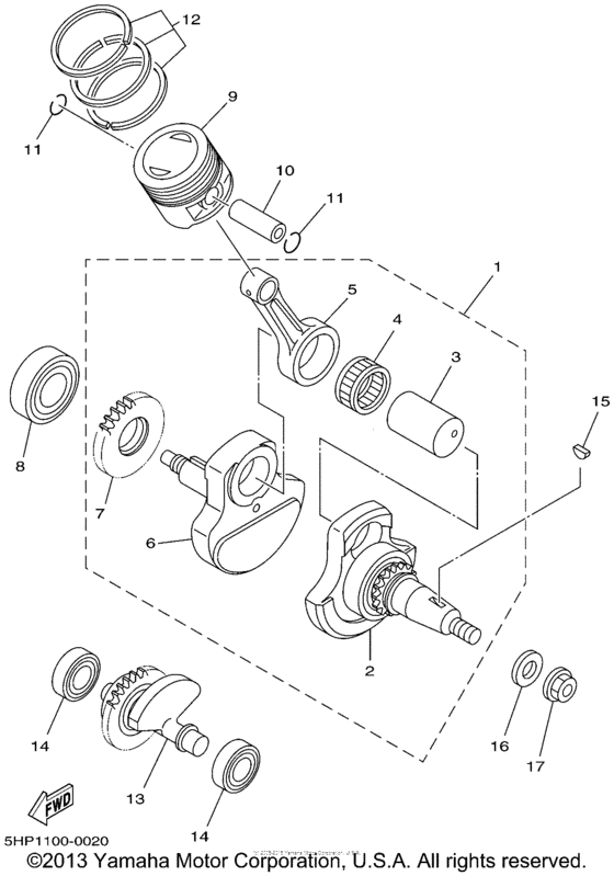 TTR125LP Коленчатый вал и Поршень