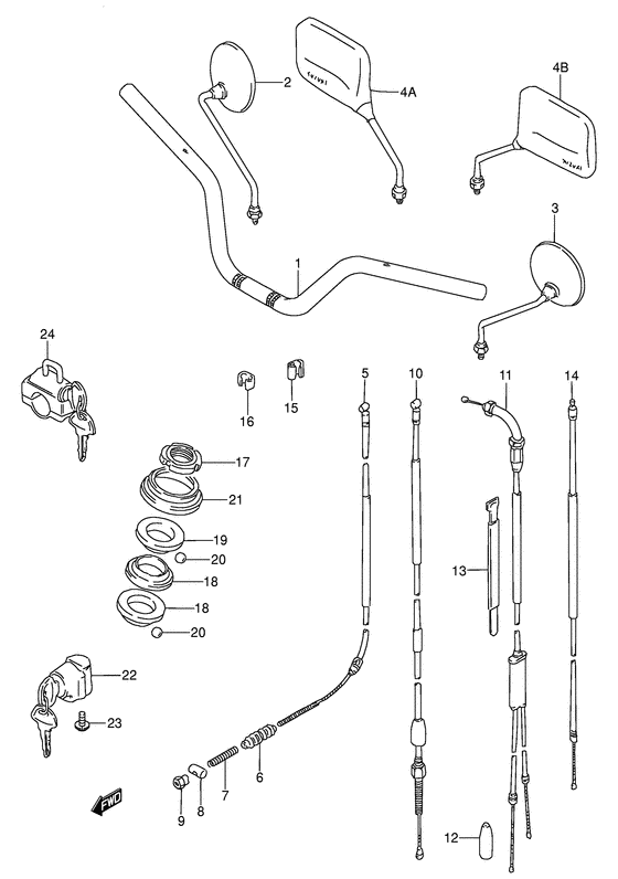 Handle bar - control cable
