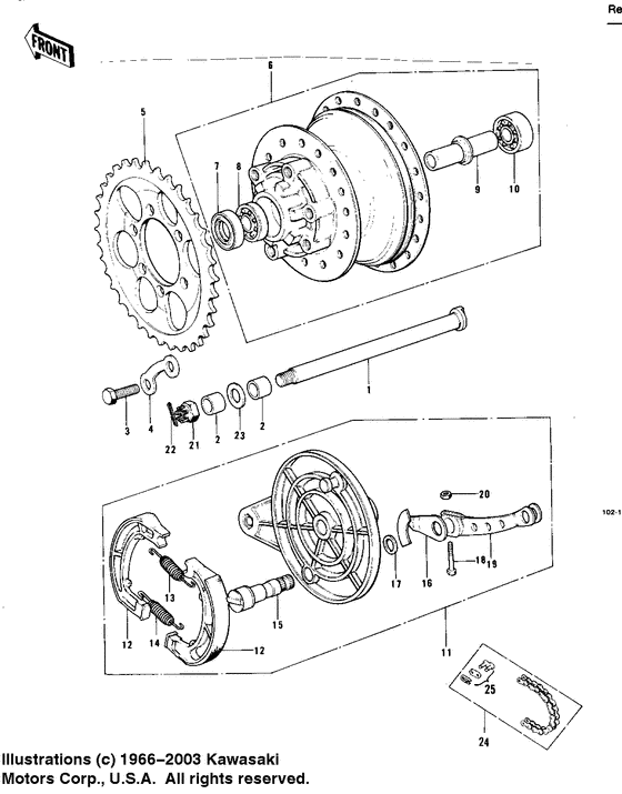 Rear hub/brake/chain