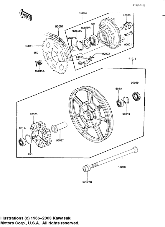 Rear wheel/hub/chain