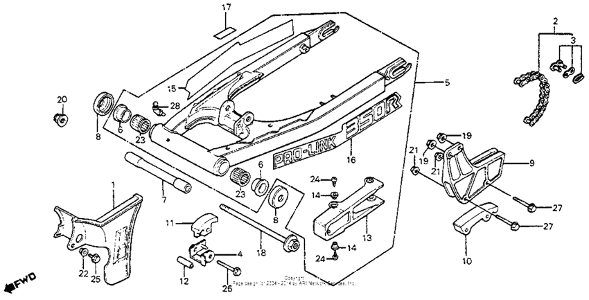 Swingarm + chain case 83-84