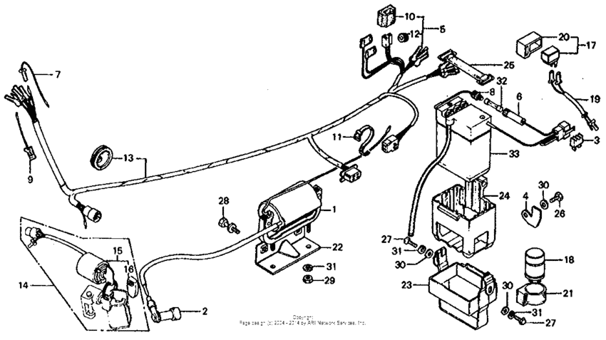 Wire harness + ignition coil + battery
