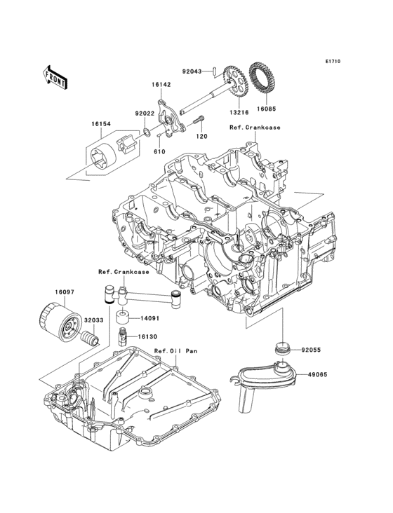 ZX1400 Масляный насос и фильтр