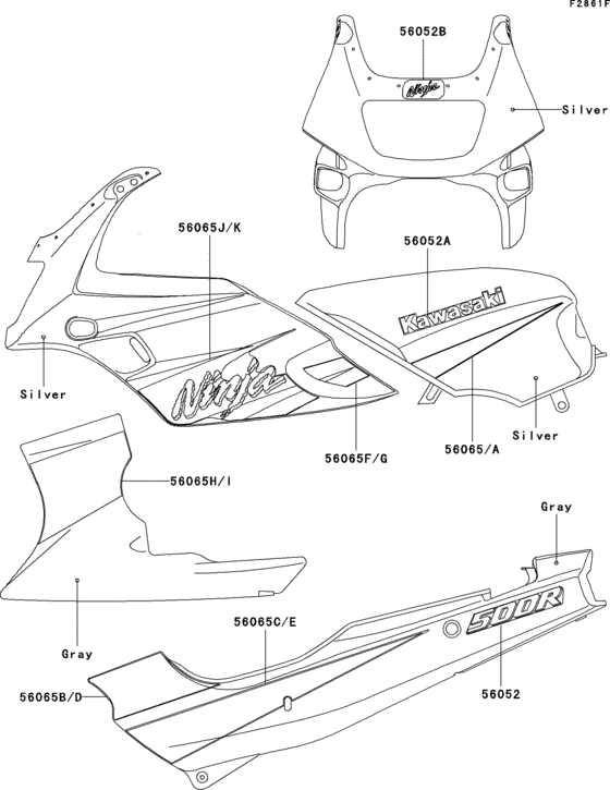 EX500 Decals(silver)(ex500-d9)(cn)
