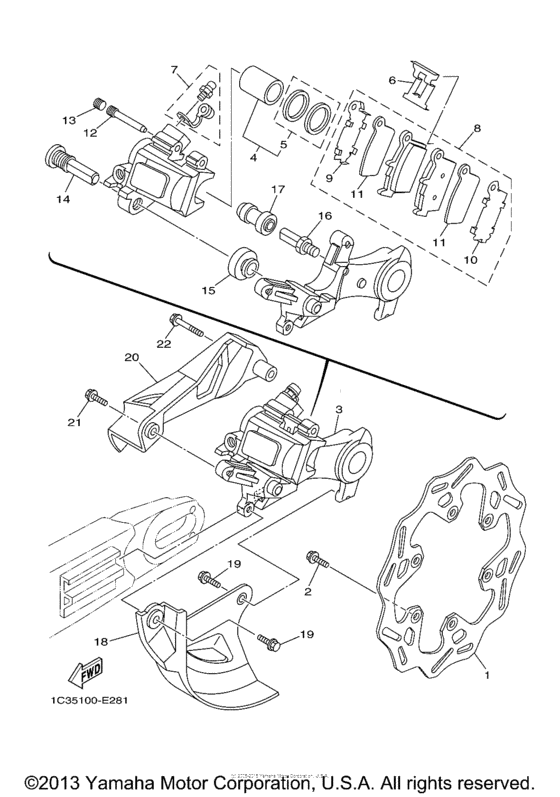 WR450FY Задний суппорт