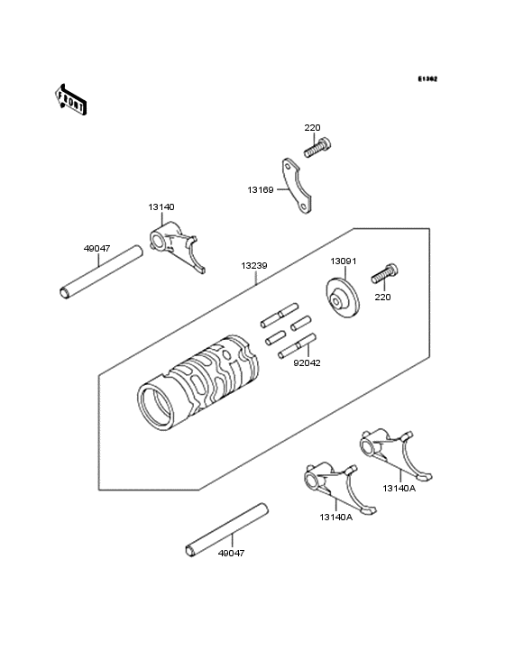 Gear change drum & forks