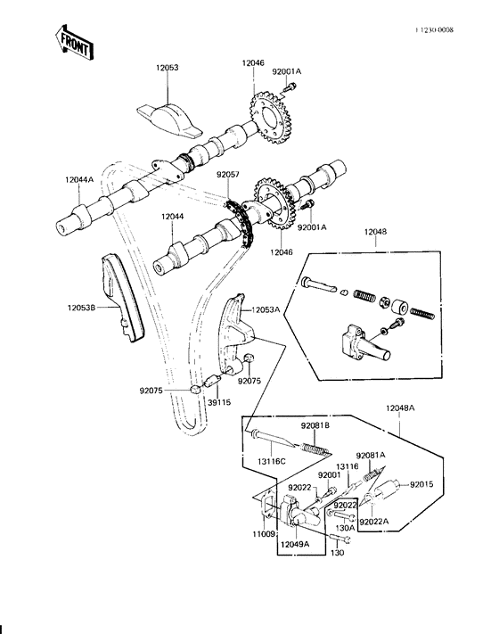 Camshafts/chain/tensioner